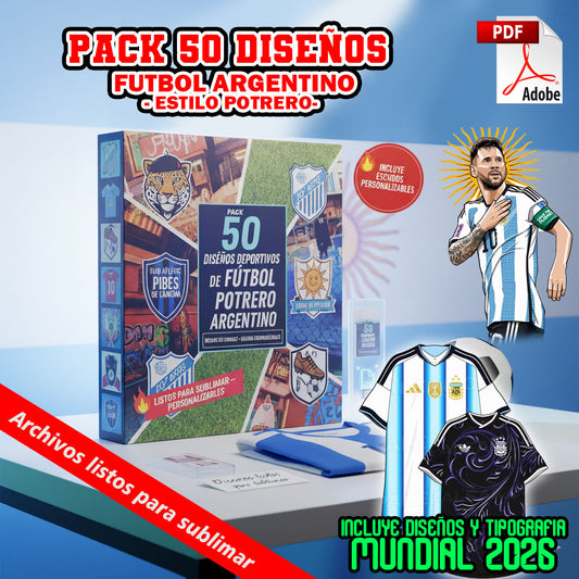 Pack 50 Diseños Deportivos Potrero Argentino ⚽ | Incluye Argentina 2026 + Tipografía Oficial