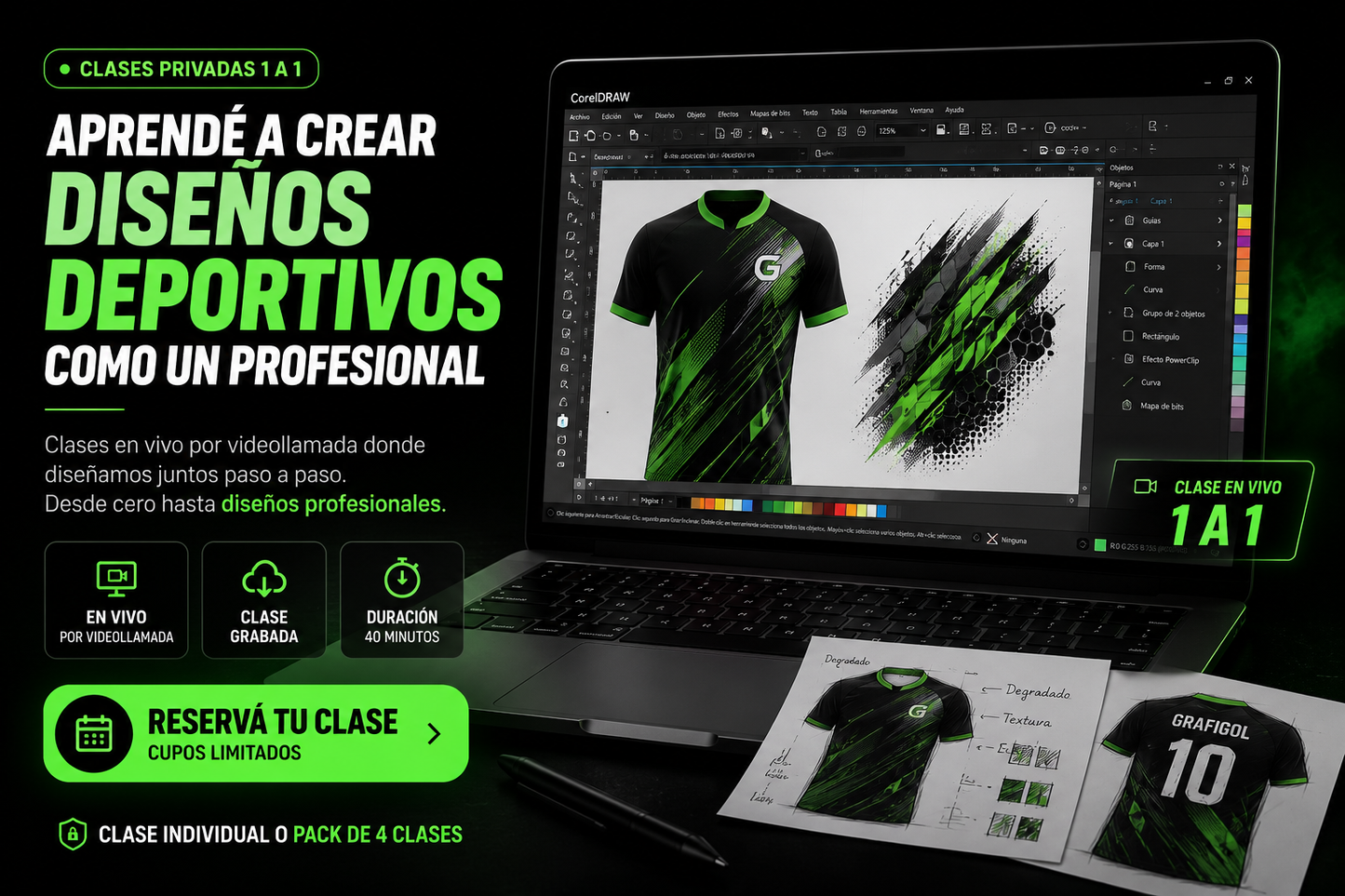 De cero a camiseta terminada Pack 4 clases en vivo Personalizadas